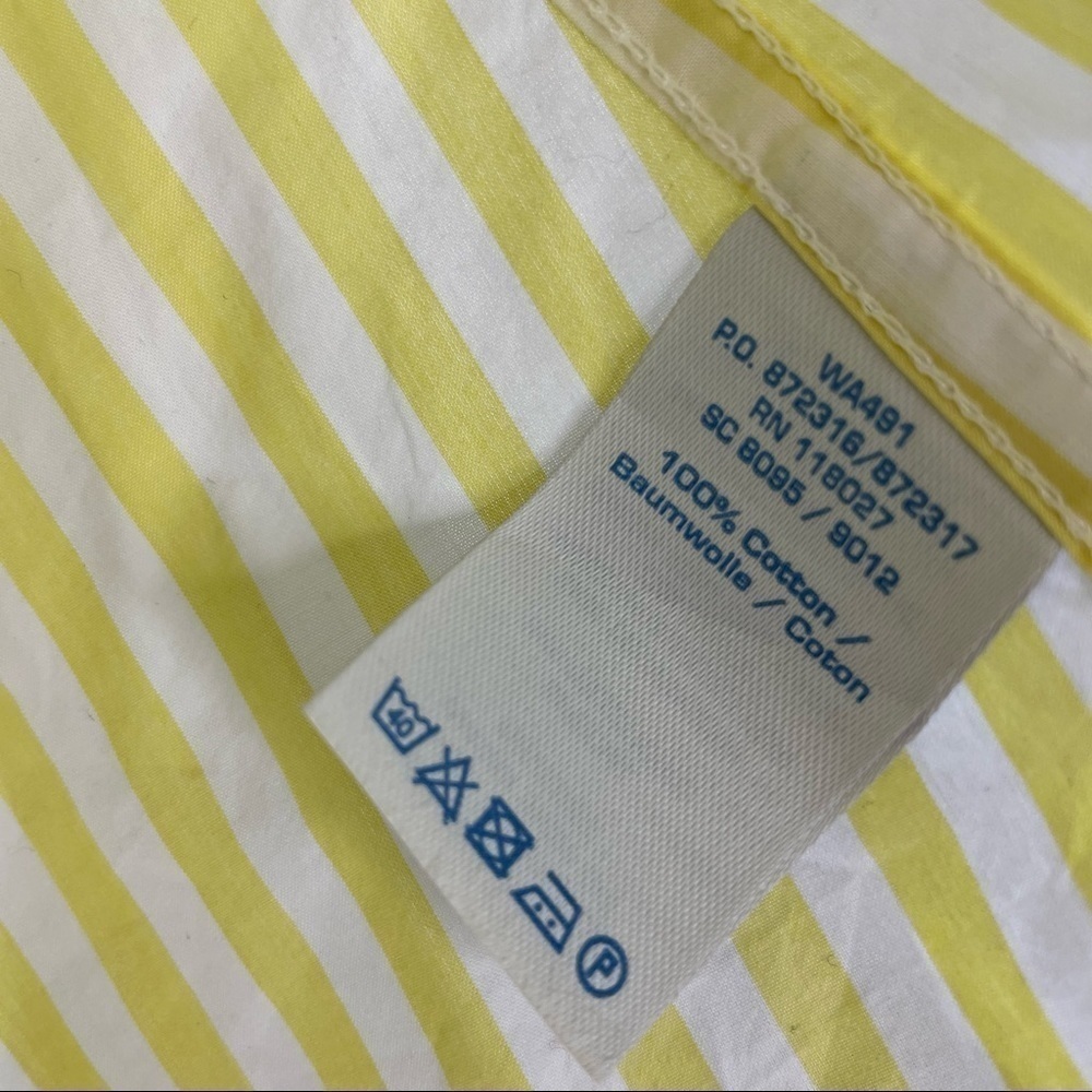 Boden Anthropologie yellow and white striped button down 14R - Picture 4 of 5